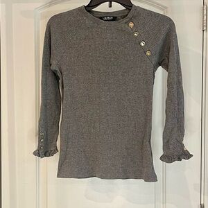 Ralph Lauren Heather Gray Sweater with Gold Accents